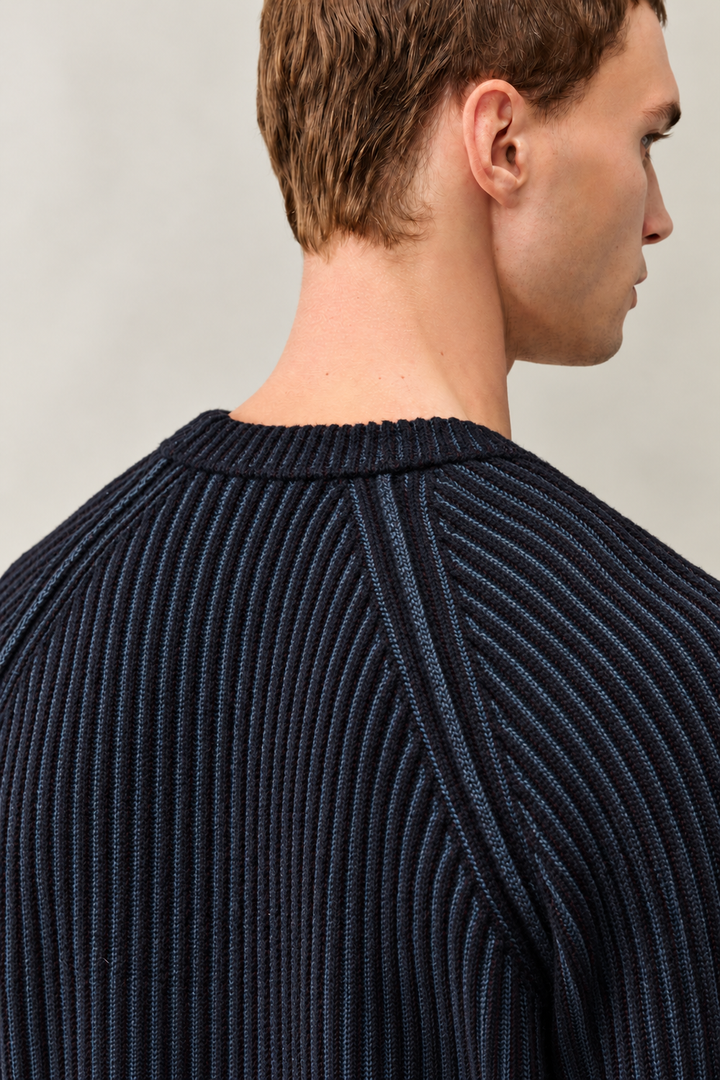 C.P. Company Geribde Katoenen Trui – Blauw-70% polyamide, 29% wol, 1% andere-HEREN TRUIEN & VESTEN-Blauw