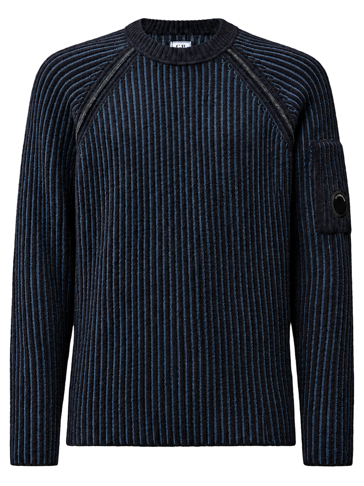 C.P. Company Geribde Katoenen Trui – Blauw-70% polyamide, 29% wol, 1% andere-HEREN TRUIEN & VESTEN-Blauw