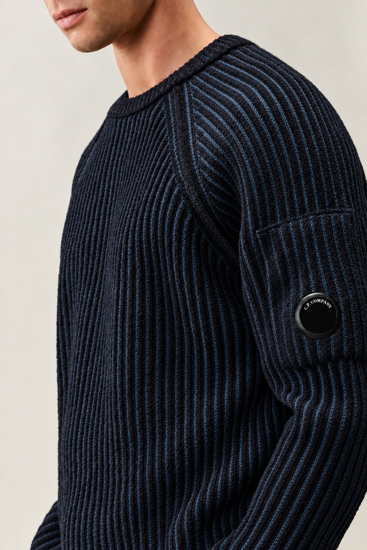 C.P. Company Geribde Katoenen Trui – Blauw-70% polyamide, 29% wol, 1% andere-HEREN TRUIEN & VESTEN-Blauw