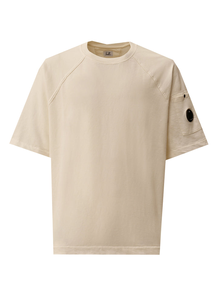 C.P. Company Light Fleece Short Sleeve Sweatshirt -100% katoen-HEREN POLO'S & T-SHIRTS-Wit