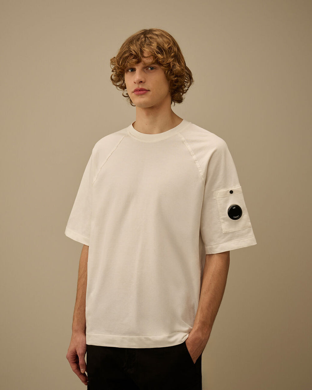 C.P. Company Light Fleece Short Sleeve Sweatshirt -100% katoen-HEREN POLO'S & T-SHIRTS-Wit