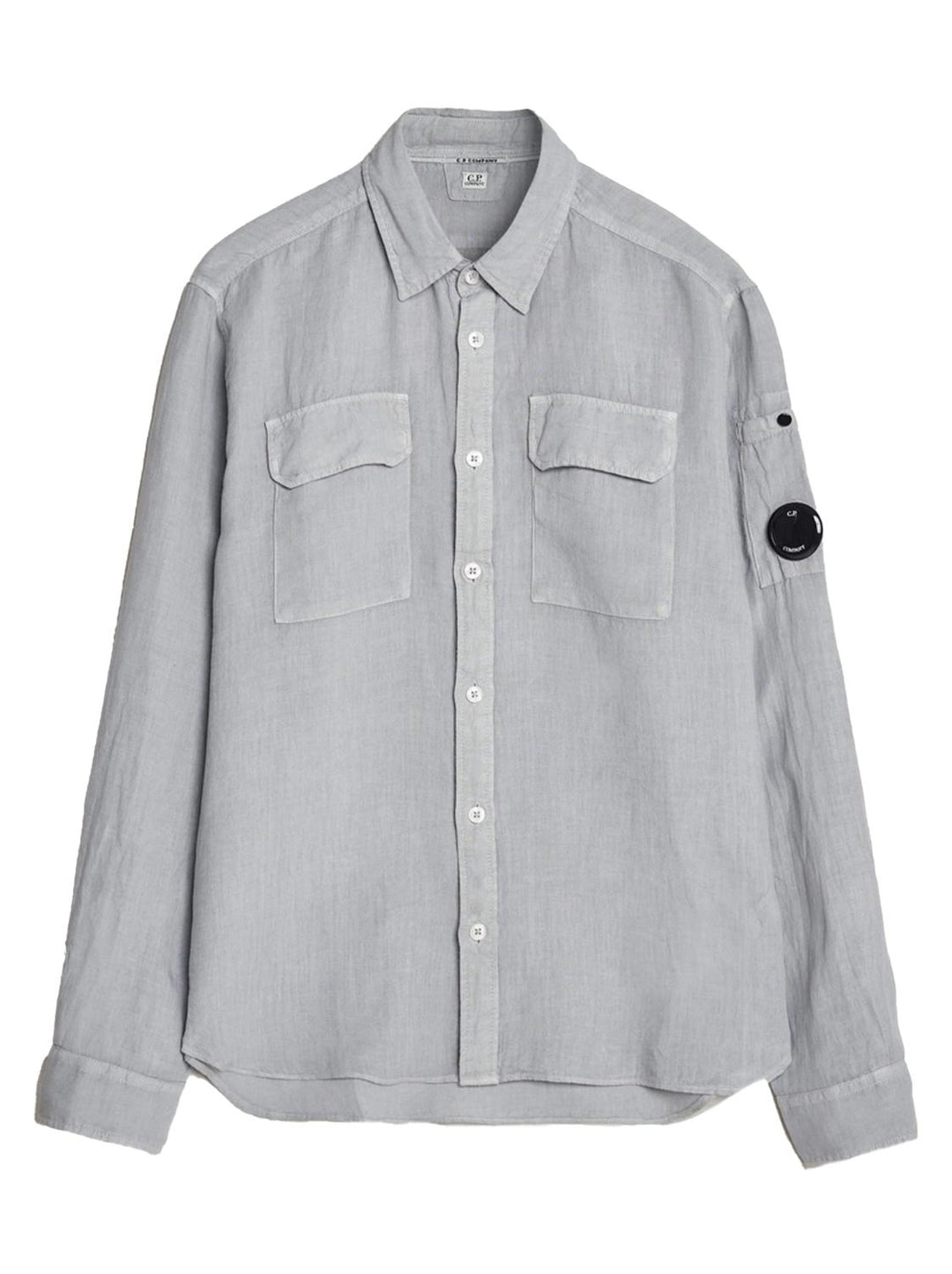 C.P. Company linnen longsleeve-100% linnen-HEREN SHIRTS-Grijs