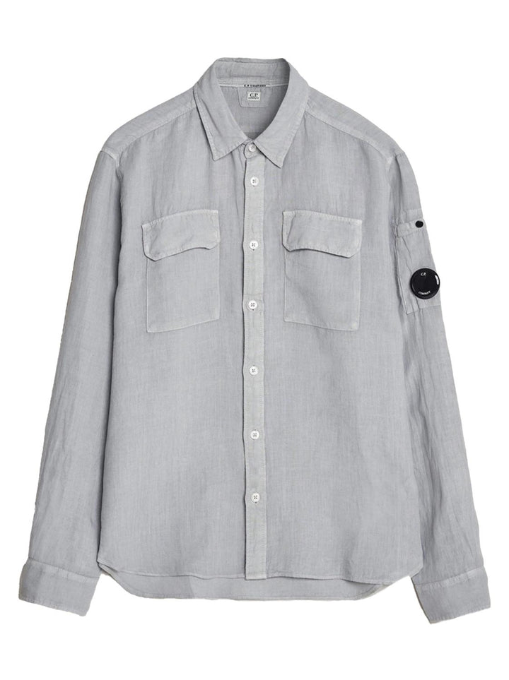 C.P. Company linnen longsleeve-100% linnen-HEREN SHIRTS-Grijs