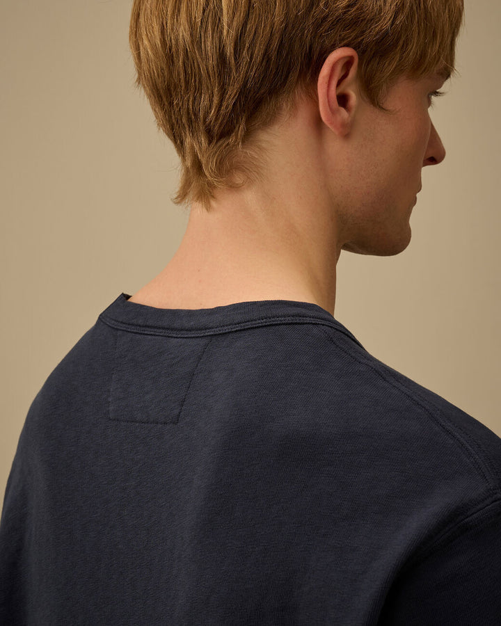 C.P. Company Malfilè Fleece Lens Crewneck - Blauw-100% katoen-HEREN TRUIEN & VESTEN-Blauw