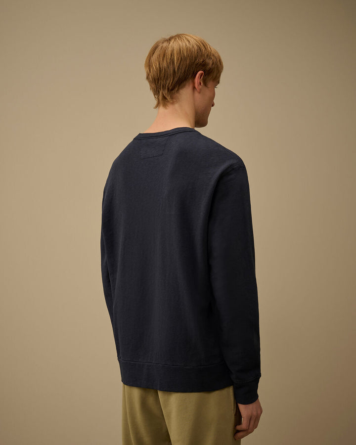 C.P. Company Malfilè Fleece Lens Crewneck - Blauw-100% katoen-HEREN TRUIEN & VESTEN-Blauw