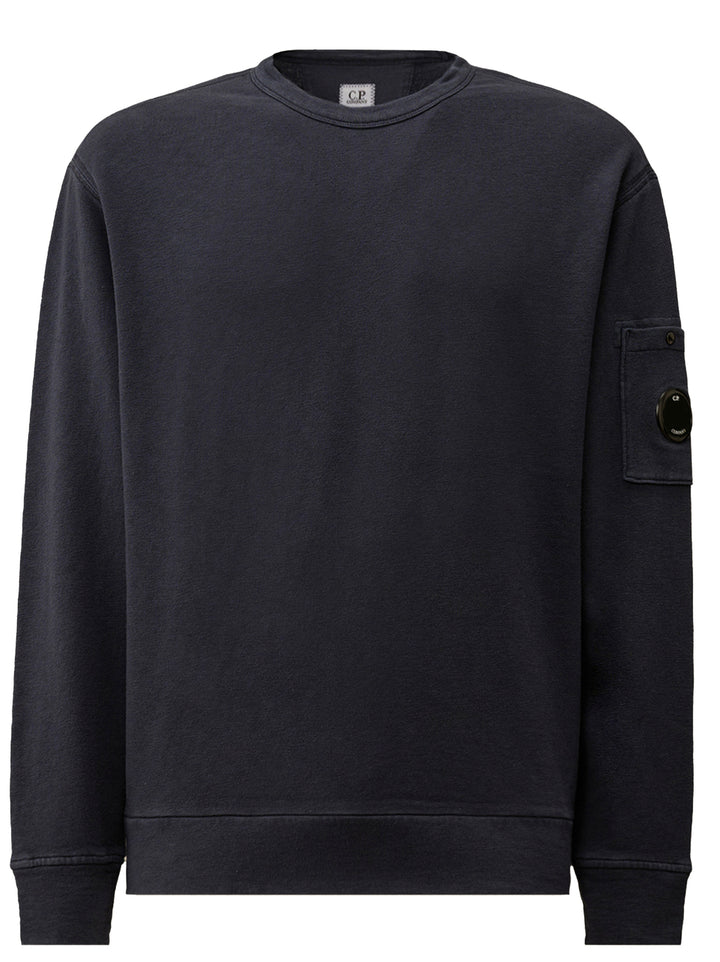 C.P. Company Malfilè Fleece Lens Crewneck - Blauw-100% katoen-HEREN TRUIEN & VESTEN-Blauw