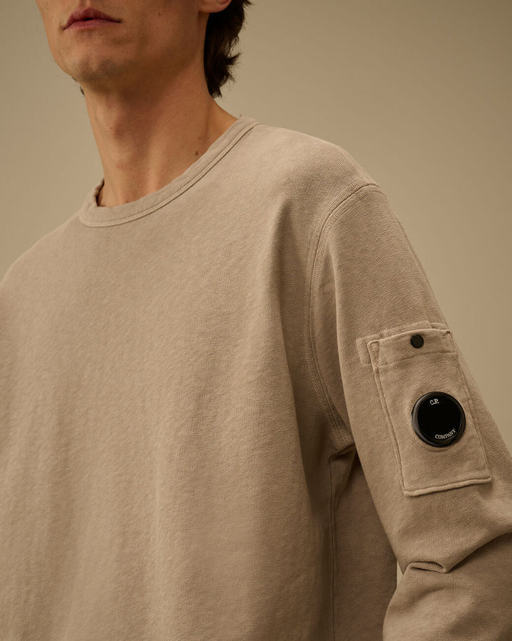 C.P. Company Malfilè Fleece Lens Crewneck - Grijs-100% katoen-HEREN TRUIEN & VESTEN-Grijs