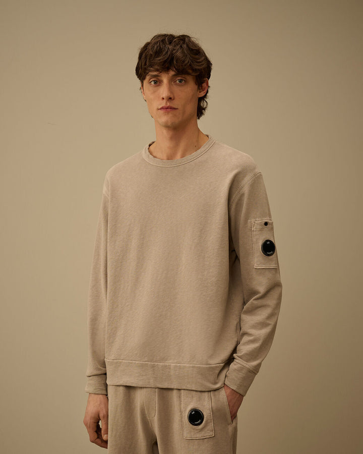 C.P. Company Malfilè Fleece Lens Crewneck - Grijs-100% katoen-HEREN TRUIEN & VESTEN-Grijs