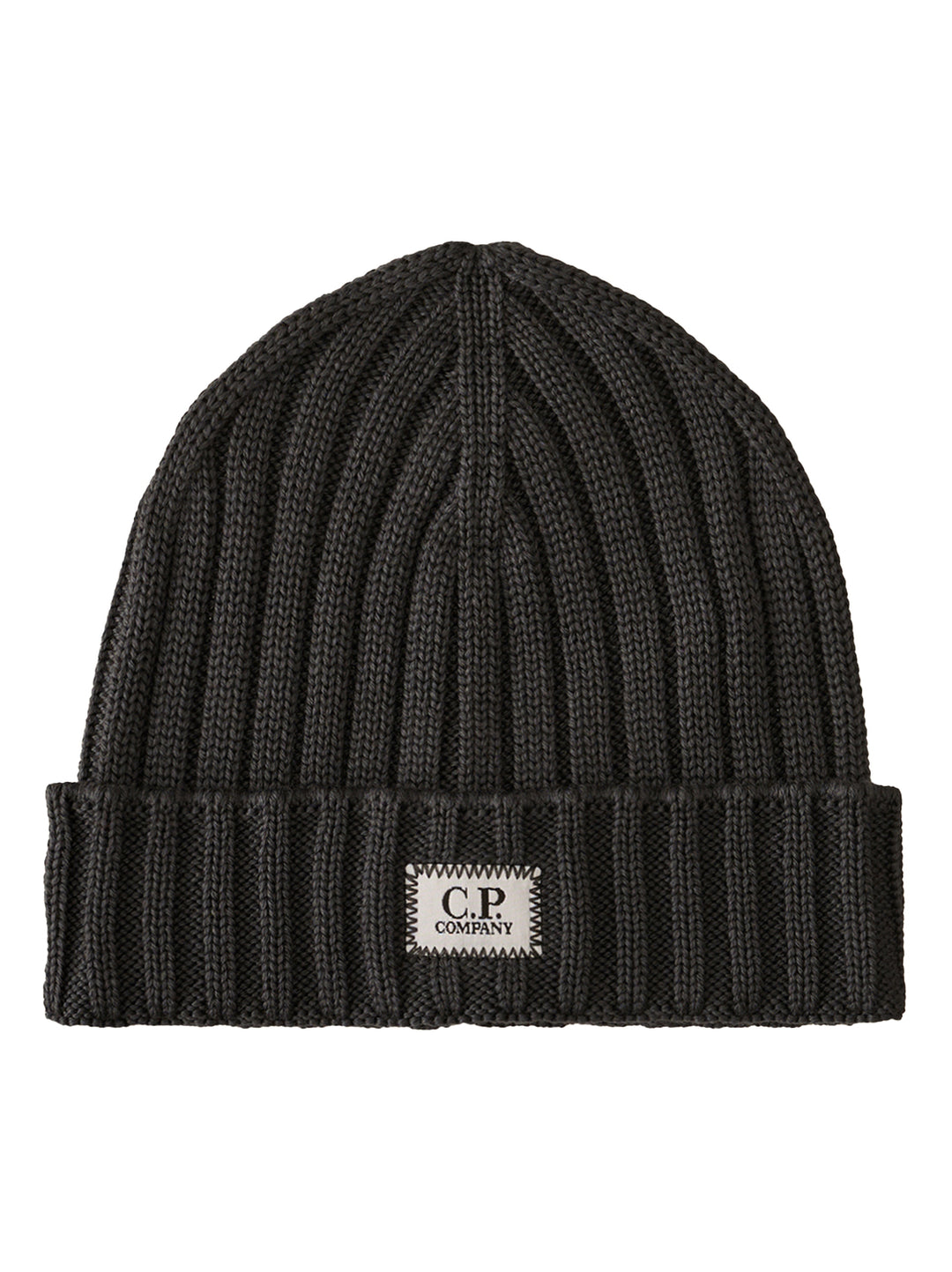 C.P. Company Merino Wol Logo Beanie – Antraciet-100% wol-HEREN ACCESSOIRES-Antraciet