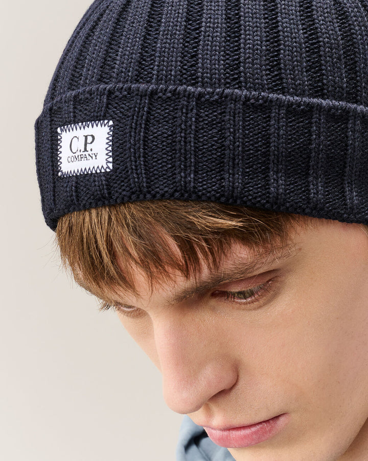 C.P. Company Merino Wollen Muts – Blauw-100% wol-HEREN ACCESSOIRES-Blauw