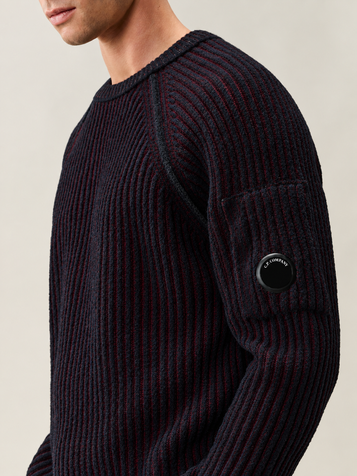 C.P. Company Ribgebreide Crewneck Trui – Rood-70% polyamide, 29% wol, 1% andere-HEREN TRUIEN & VESTEN-Rood