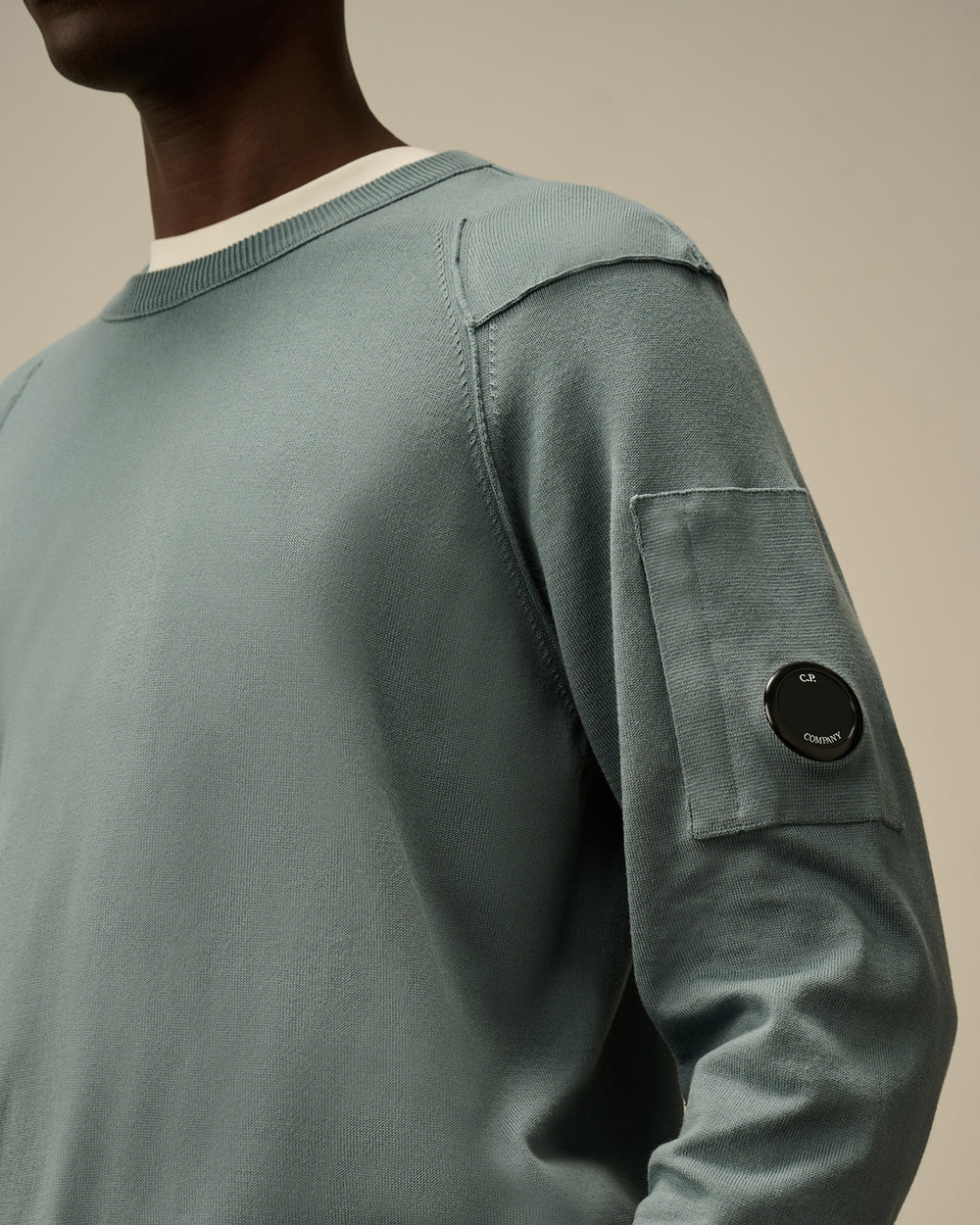 C.P. Company Sea Island Crewneck Lens Knit-Buitenstof: 100% katoen-HEREN TRUIEN & VESTEN-Blauw