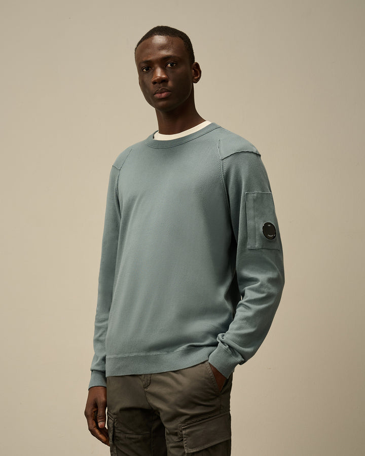 C.P. Company Sea Island Crewneck Lens Knit-Buitenstof: 100% katoen-HEREN TRUIEN & VESTEN-Blauw
