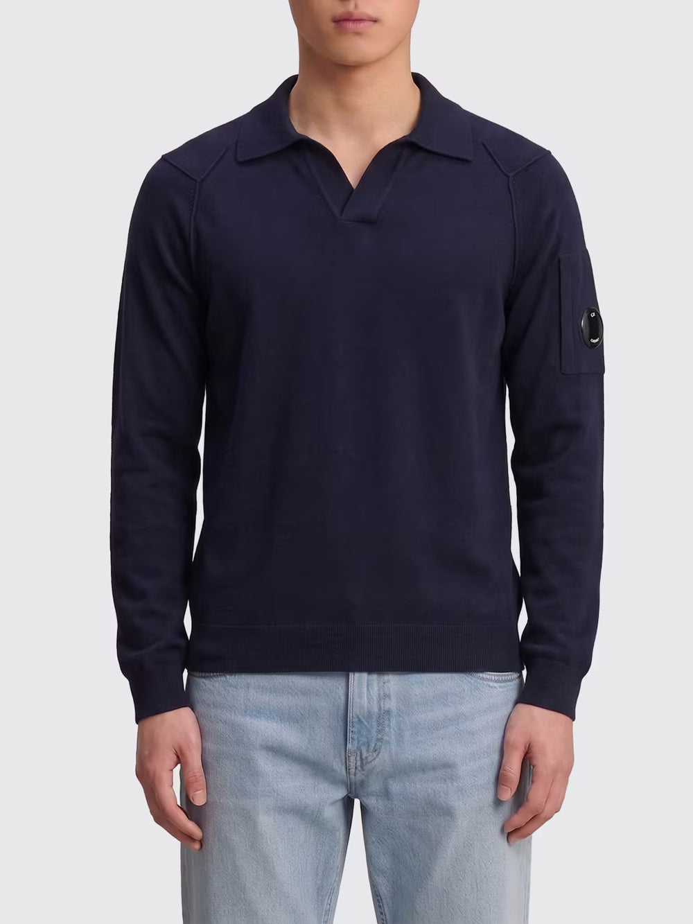 C.P. Company Sea Island polo lens sweater – Blauw-100% katoen-HEREN POLO'S & T-SHIRTS-Blauw