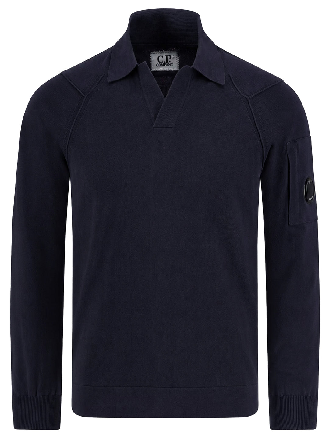 C.P. Company Sea Island polo lens sweater – Blauw-100% katoen-HEREN POLO'S & T-SHIRTS-Blauw