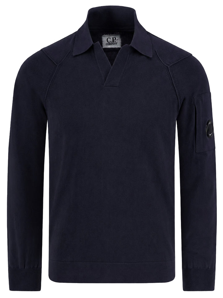 C.P. Company Sea Island polo lens sweater – Blauw-100% katoen-HEREN POLO'S & T-SHIRTS-Blauw