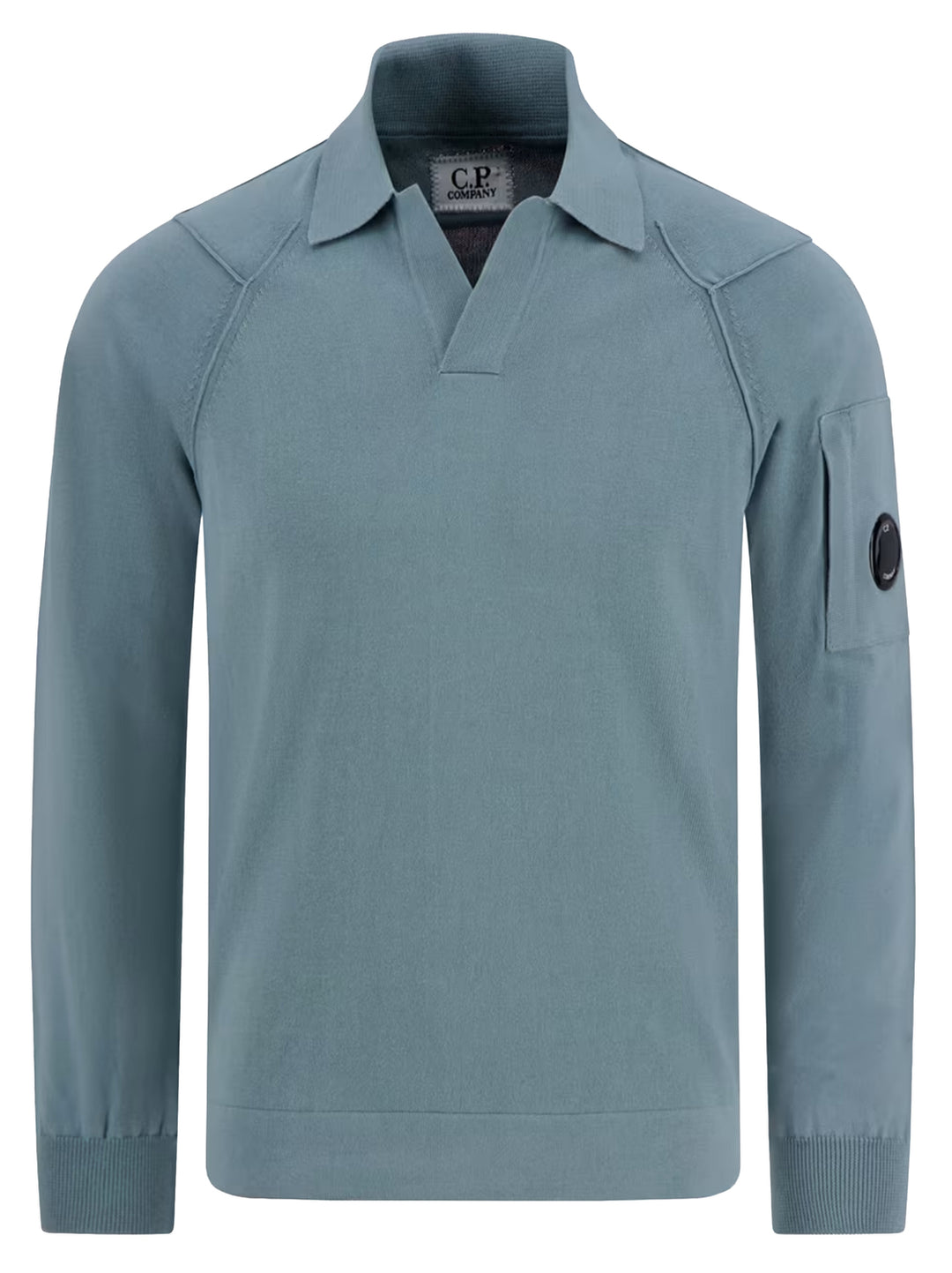 C.P. Company Sea Island polo lens sweater – Blauw-100% katoen-HEREN POLO'S & T-SHIRTS-Blauw
