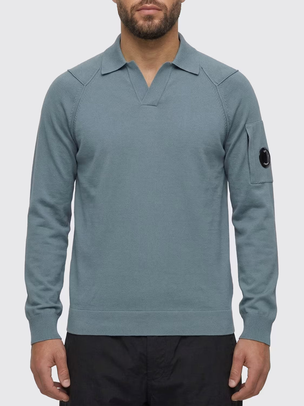 C.P. Company Sea Island polo lens sweater – Blauw-100% katoen-HEREN POLO'S & T-SHIRTS-Blauw
