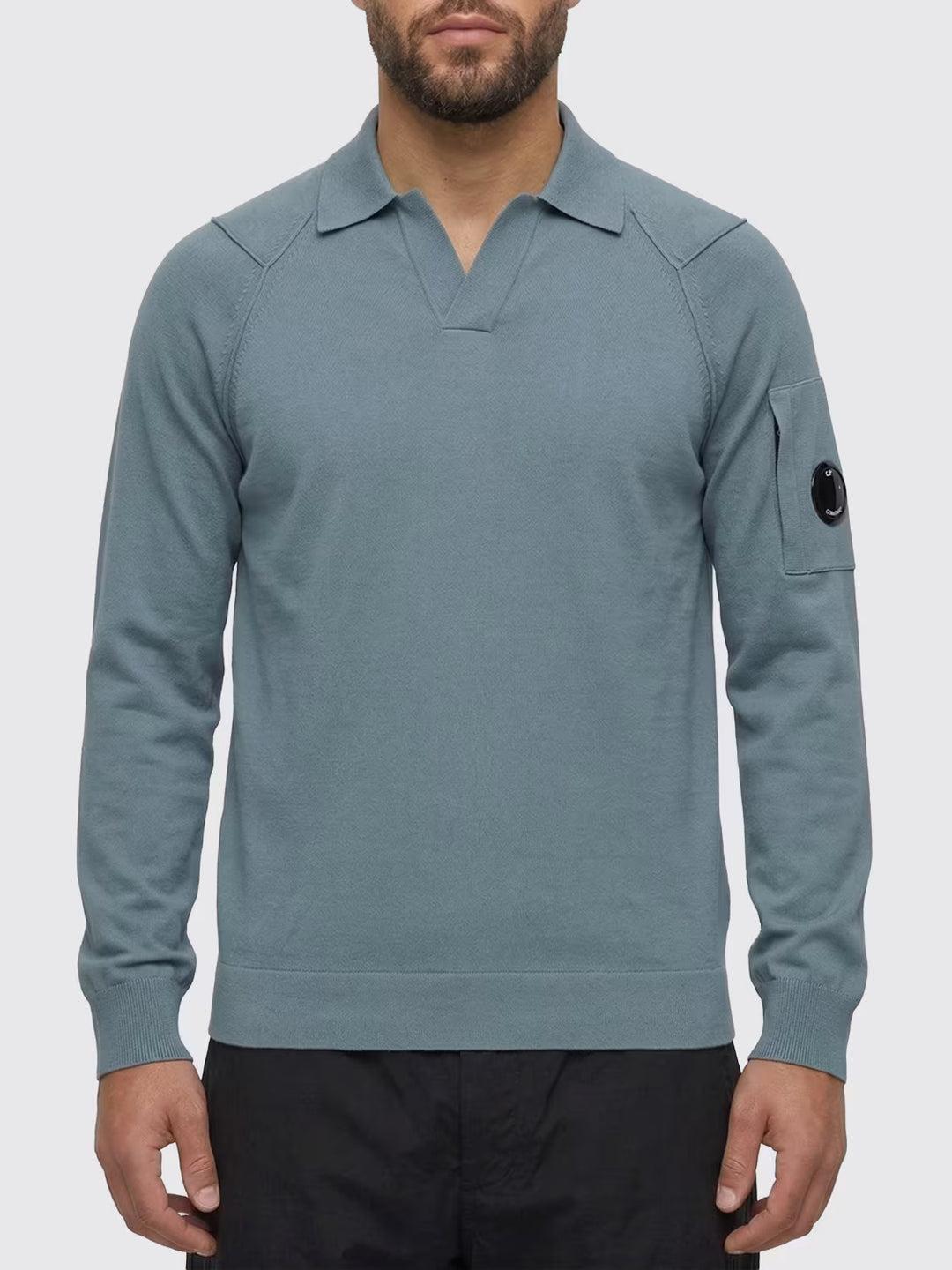 C.P. Company Sea Island polo lens sweater – Blauw-100% katoen-HEREN POLO'S & T-SHIRTS-Blauw