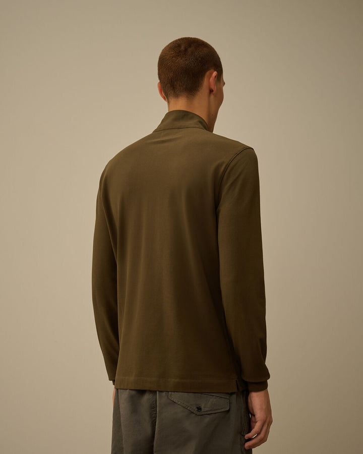 C.P. Company Stretch Piquet Half Zip Polo – Groen-95% katoen, 5% elasthaan-HEREN POLO'S & T-SHIRTS-Groen