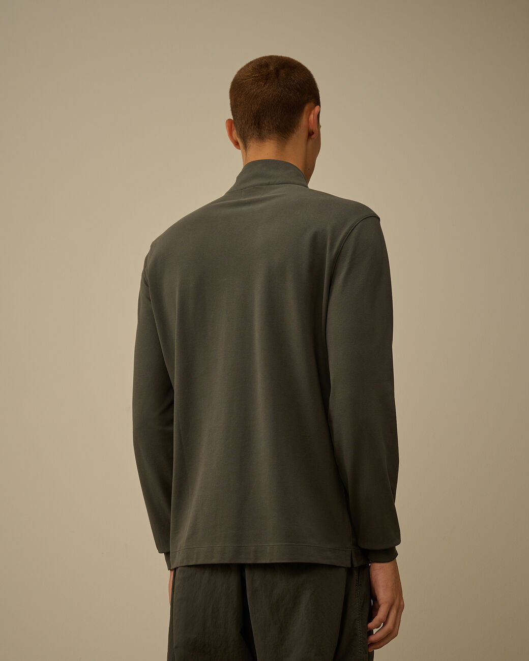 C.P. Company Stretch Piquet Halfzip Polo-95% katoen, 5% elasthaan-HEREN POLO'S & T-SHIRTS-Antraciet