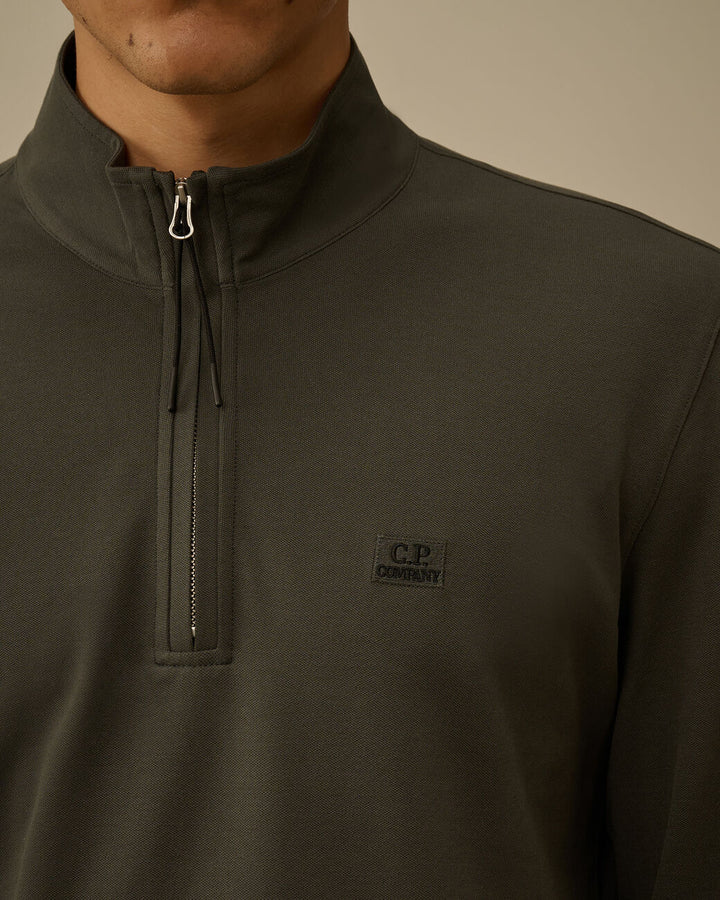 C.P. Company Stretch Piquet Halfzip Polo-95% katoen, 5% elasthaan-HEREN POLO'S & T-SHIRTS-Antraciet