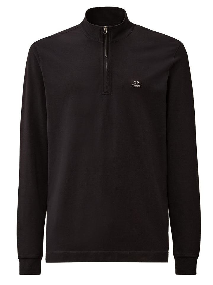 C.P. Company Stretch Piquet Halfzip Polo – Blauw-95% katoen, 5% elasthaan-HEREN POLO'S & T-SHIRTS-Blauw