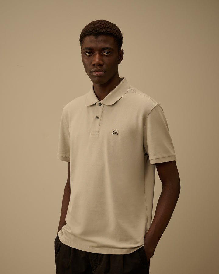 C.P. Company Stretch Piquet Polo – Dove Grey-95% katoen, 5% elastaan-HEREN POLO'S & T-SHIRTS-Grijs