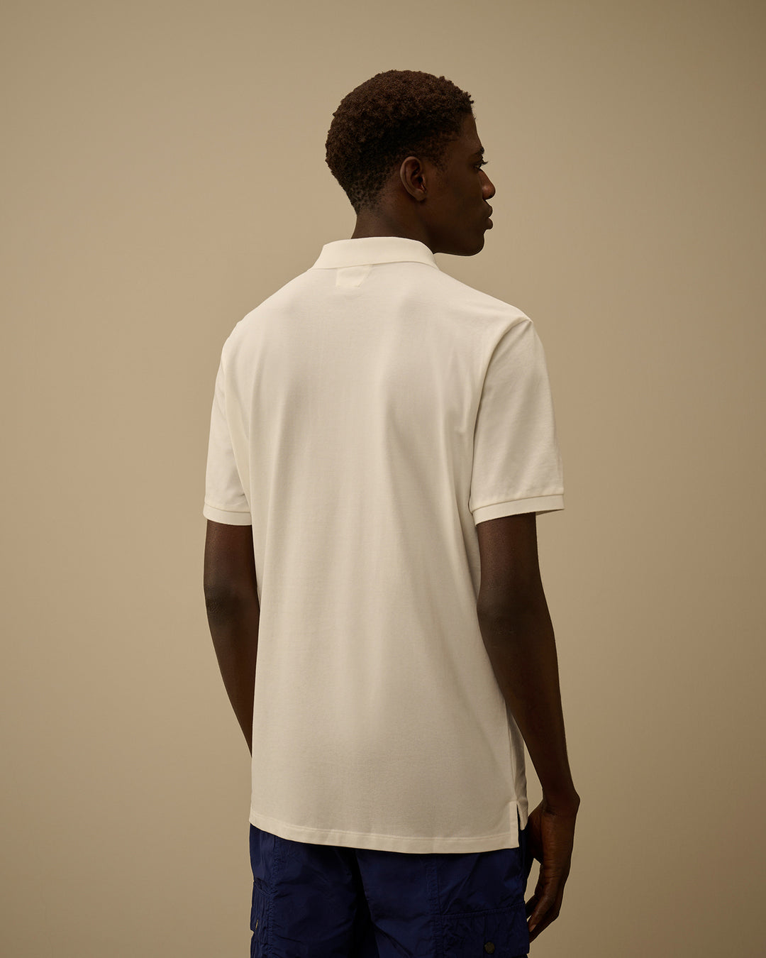 C.P. Company Stretch Piquet Polo  – Gauze White-95% katoen, 5% elastaan-HEREN POLO'S & T-SHIRTS-Wit