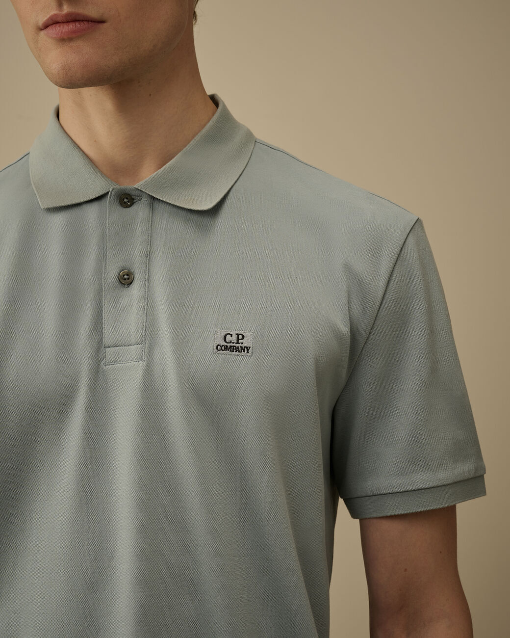 C.P. Company Stretch Piquet Polo – Silver Blue-95% katoen, 5% elastaan-HEREN POLO'S & T-SHIRTS-Blauw