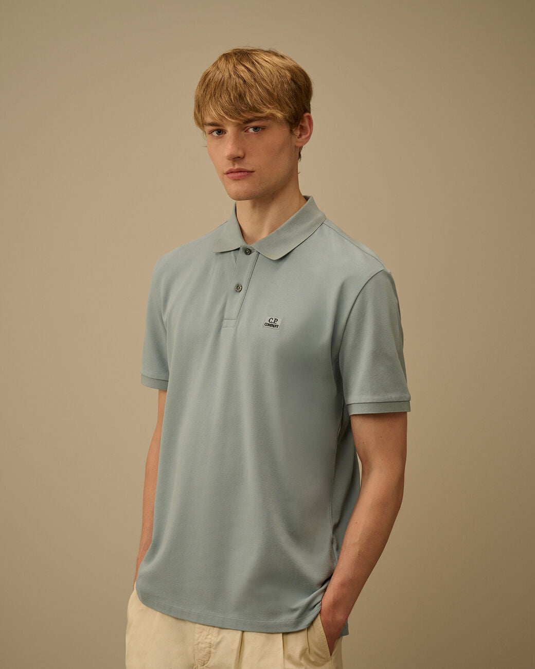 C.P. Company Stretch Piquet Polo – Silver Blue-95% katoen, 5% elastaan-HEREN POLO'S & T-SHIRTS-Blauw