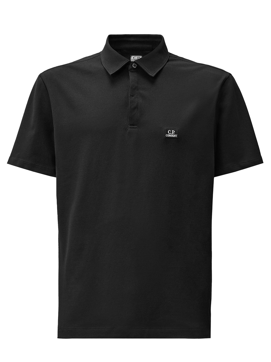 C.P. Company stretch piquet three-button logo polo-Buitenstof: 95% katoen, 5% elastaan ​​-HEREN POLO'S & T-SHIRTS-Zwart