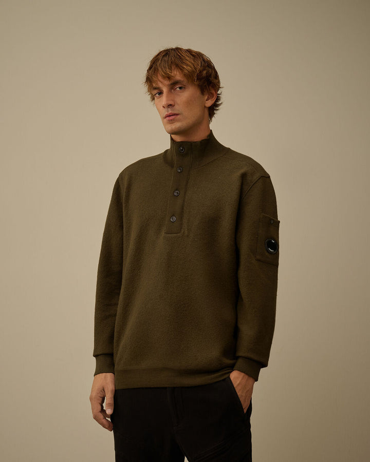 C.P. Company Trui met Polokraag – Groen-55% wol, 45% katoen-HEREN TRUIEN & VESTEN-Groen