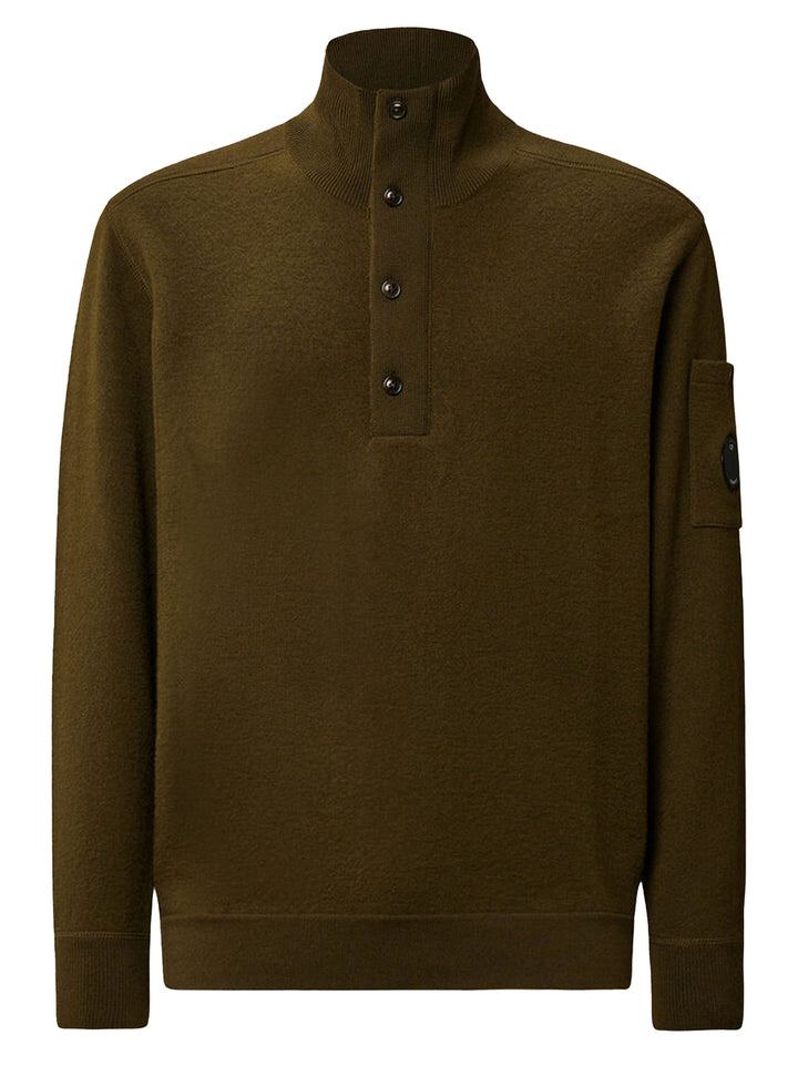 C.P. Company Trui met Polokraag – Groen-55% wol, 45% katoen-HEREN TRUIEN & VESTEN-Groen