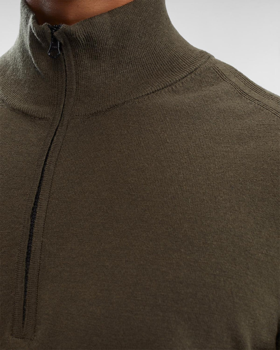 C.P. Company trui met rits-88% wol, 12% polyester-HEREN TRUIEN & VESTEN-Groen