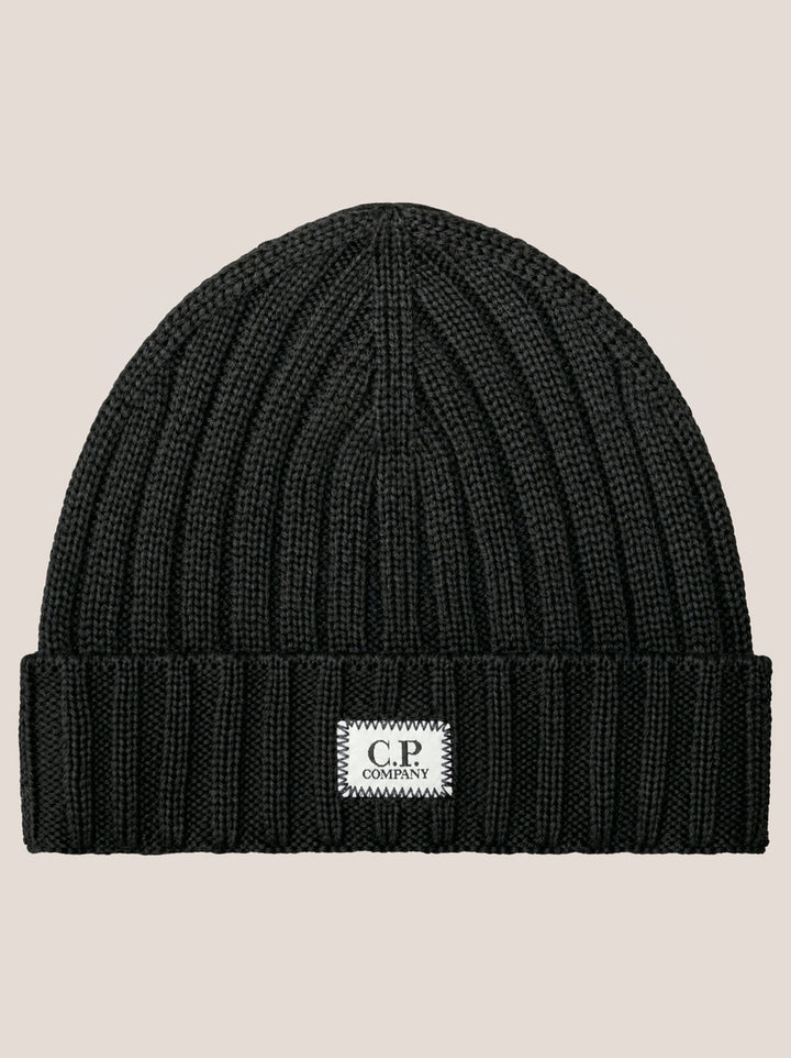 C.P. Company Wollen Muts – Zwart-100% wol-HEREN ACCESSOIRES-Zwart