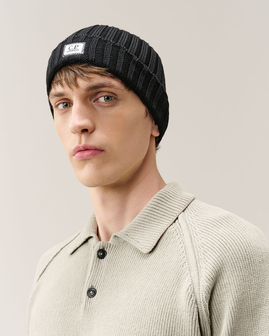 C.P. Company Wollen Muts – Zwart-100% wol-HEREN ACCESSOIRES-Zwart