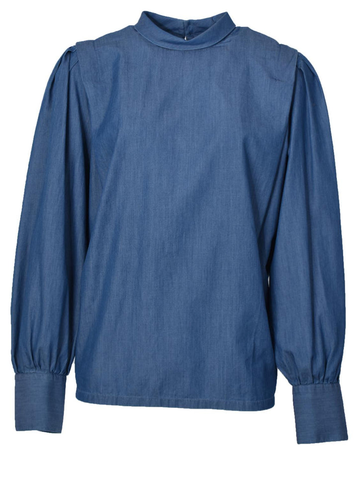 Caliban blouse-100% katoen-DAMES TOPS & BLOUSES-Blauw