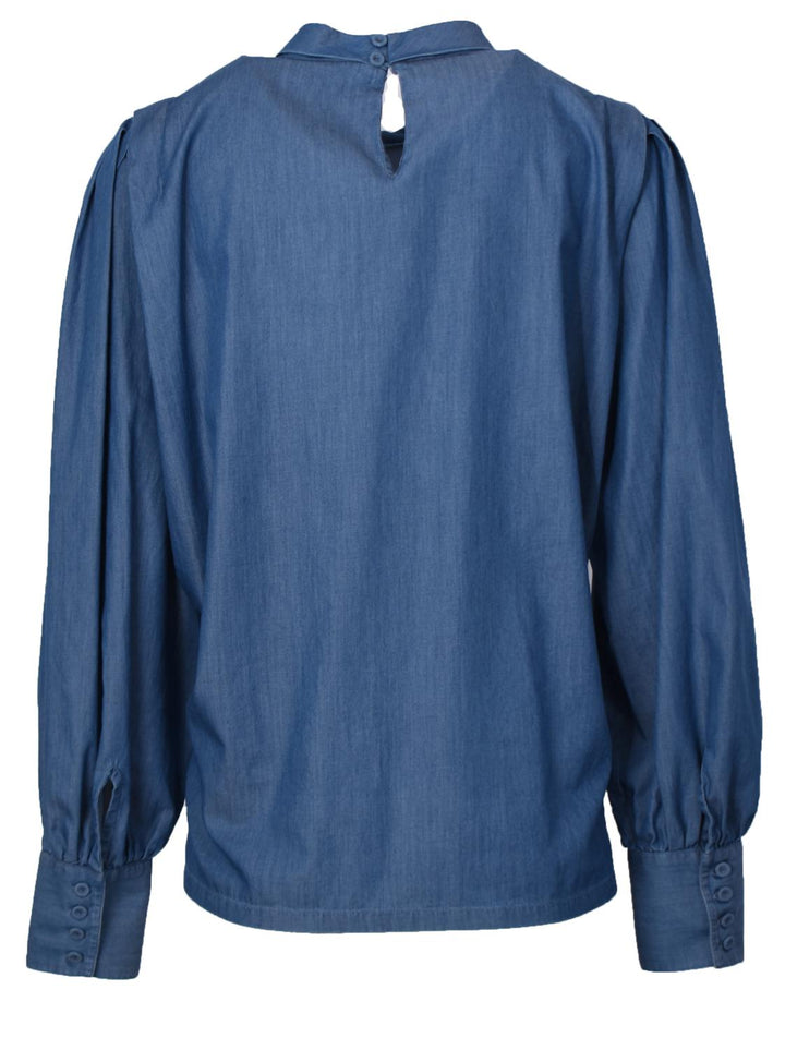 Caliban blouse-100% katoen-DAMES TOPS & BLOUSES-Blauw