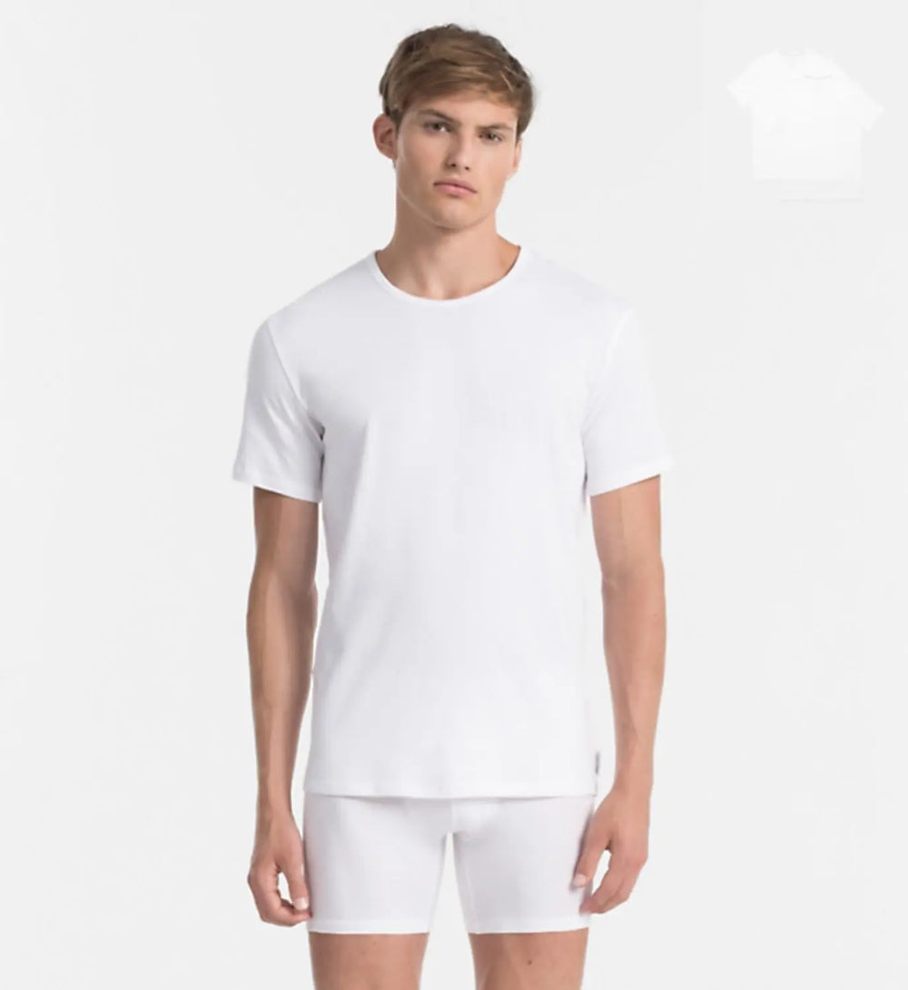 Calvin Klein t-shirts NB1088A-95% katoen, 5% elastaan.-HEREN ONDER- EN BADMODE-Wit