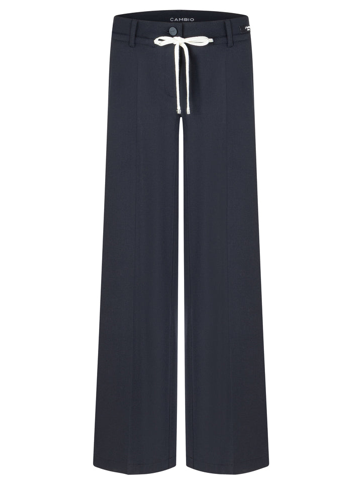 Cambio Adrienne Palazzo Pantalon – Blauw-67% polyester, 4% elasthaan 29% viscose-DAMES BROEKEN-Blauw