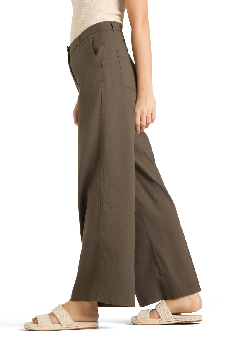 Cambio Adrienne Pantalon – Groen-65% linnen, 34% katoen, 1% elastaan-DAMES BROEKEN-Groen