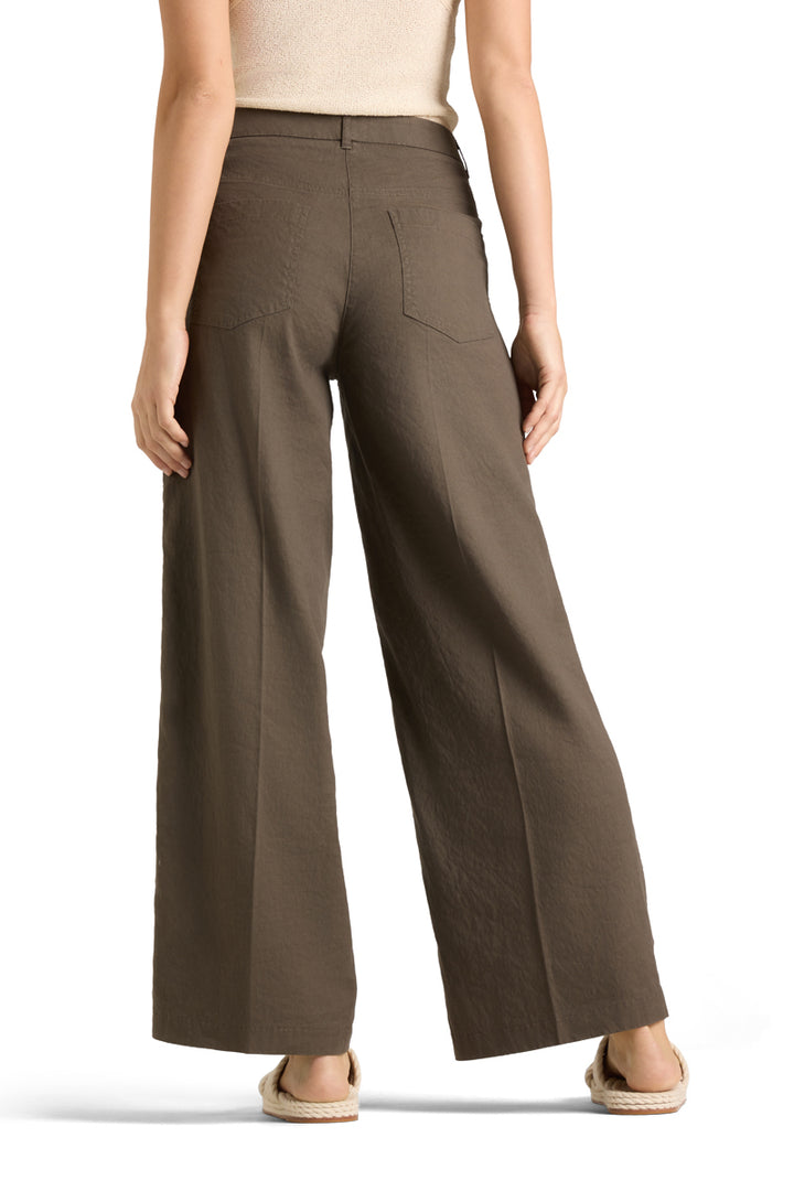 Cambio Adrienne Pantalon – Groen-65% linnen, 34% katoen, 1% elastaan-DAMES BROEKEN-Groen