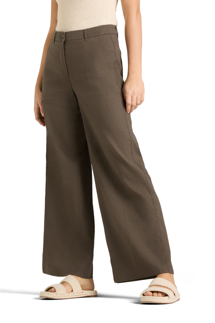 Cambio Adrienne Pantalon – Groen-65% linnen, 34% katoen, 1% elastaan-DAMES BROEKEN-Groen