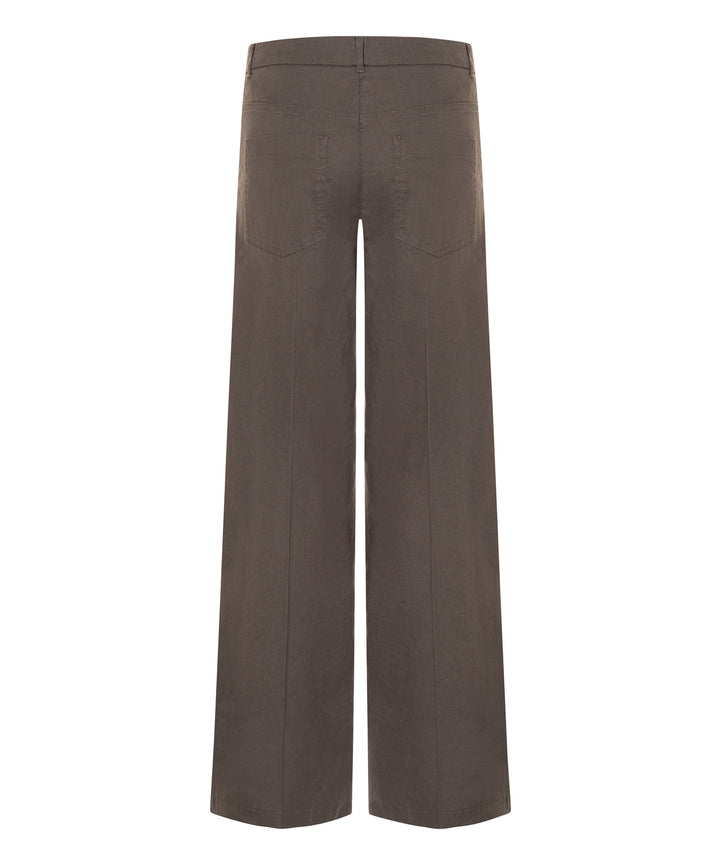 Cambio Adrienne Pantalon – Groen-65% linnen, 34% katoen, 1% elastaan-DAMES BROEKEN-Groen