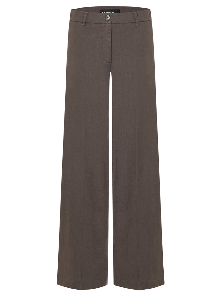 Cambio Adrienne Pantalon – Groen-65% linnen, 34% katoen, 1% elastaan-DAMES BROEKEN-Groen