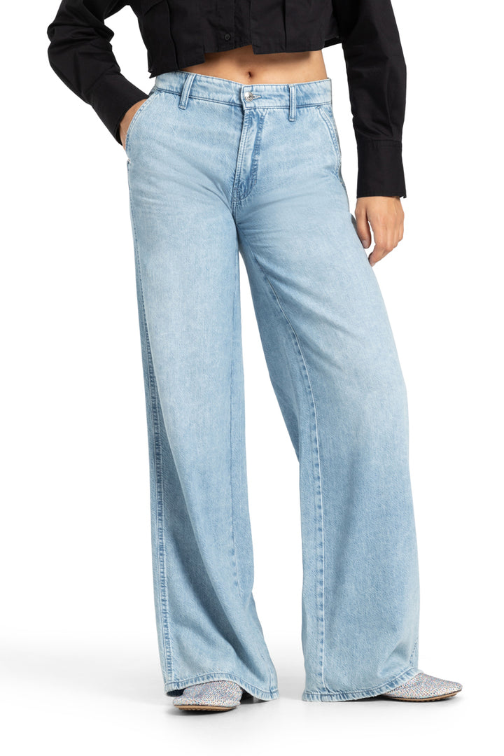 Cambio Alek flared jeans drapy-64% Katoen<br />36% Lyocell-DAMES BROEKEN-Blauw