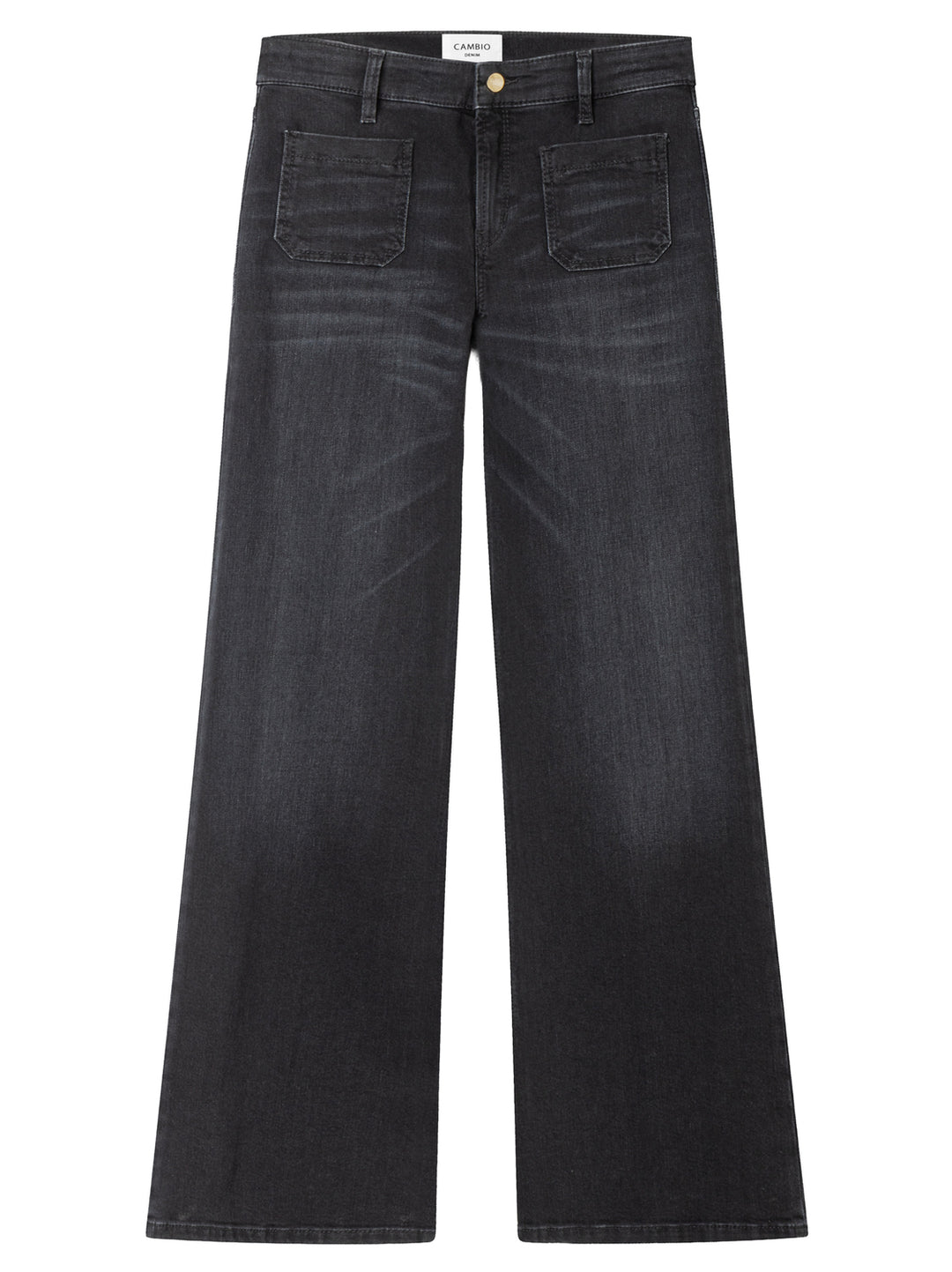 Cambio Amara Flared Jeans – Zwart-57% katoen, 37% modal, 4% elastomultiester, 2% elasthaan-DAMES BROEKEN-Zwart