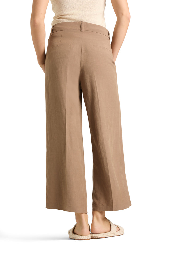 Cambio Anais Cropped Pantalon – Bruin-65% linnen, 34% katoen, 1% elastaan-DAMES BROEKEN-Bruin