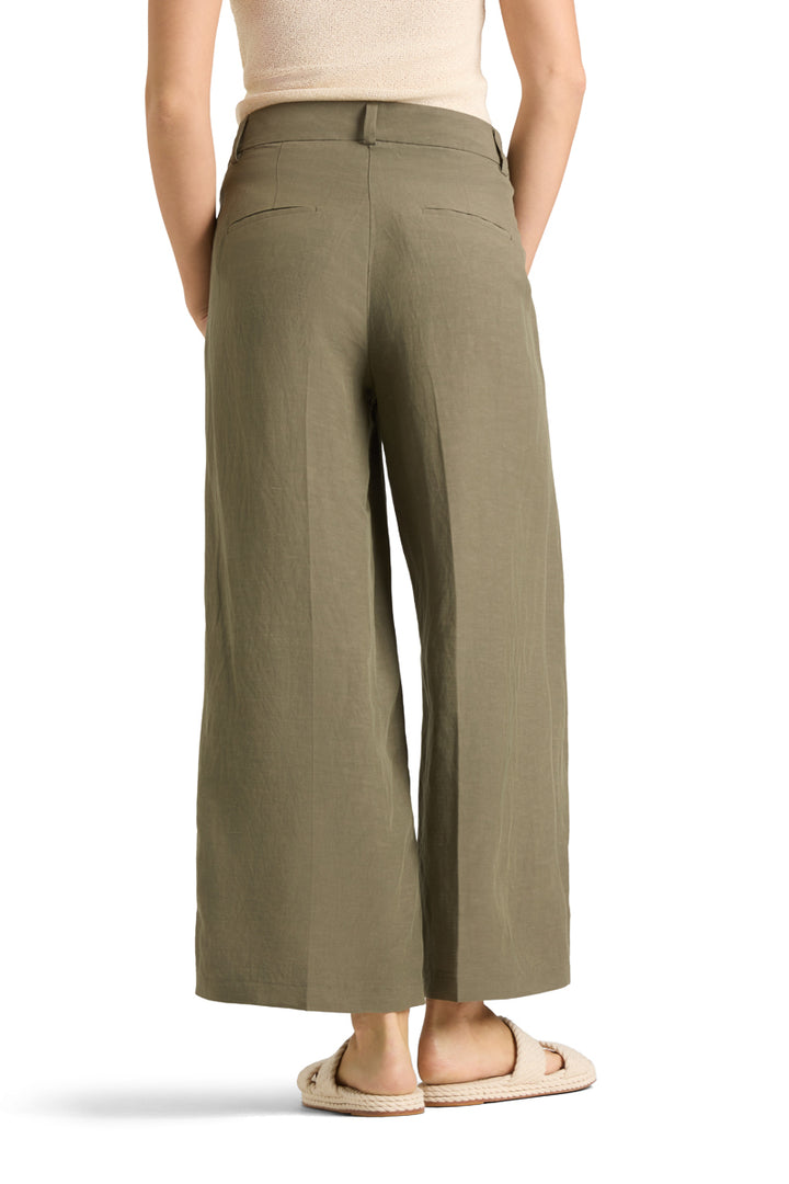 Cambio Anais Cropped Pantalon – Groen-65% linnen, 34% katoen, 1% elastaan-DAMES BROEKEN-Groen